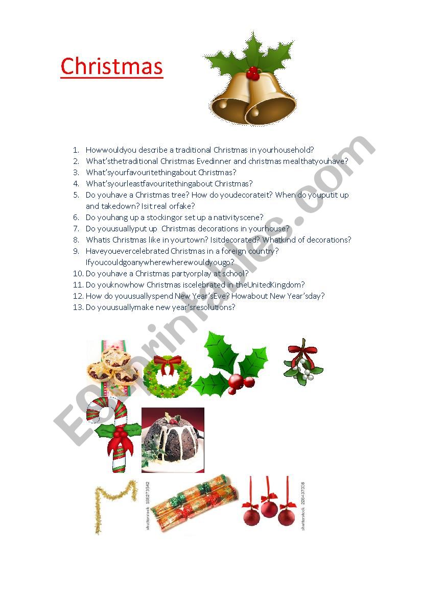 christmas speaking activity worksheet