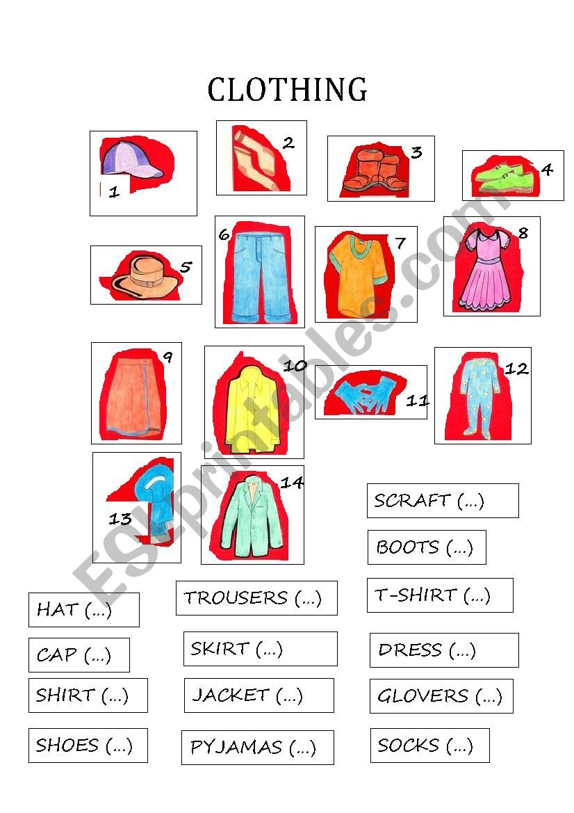 clothing worksheet