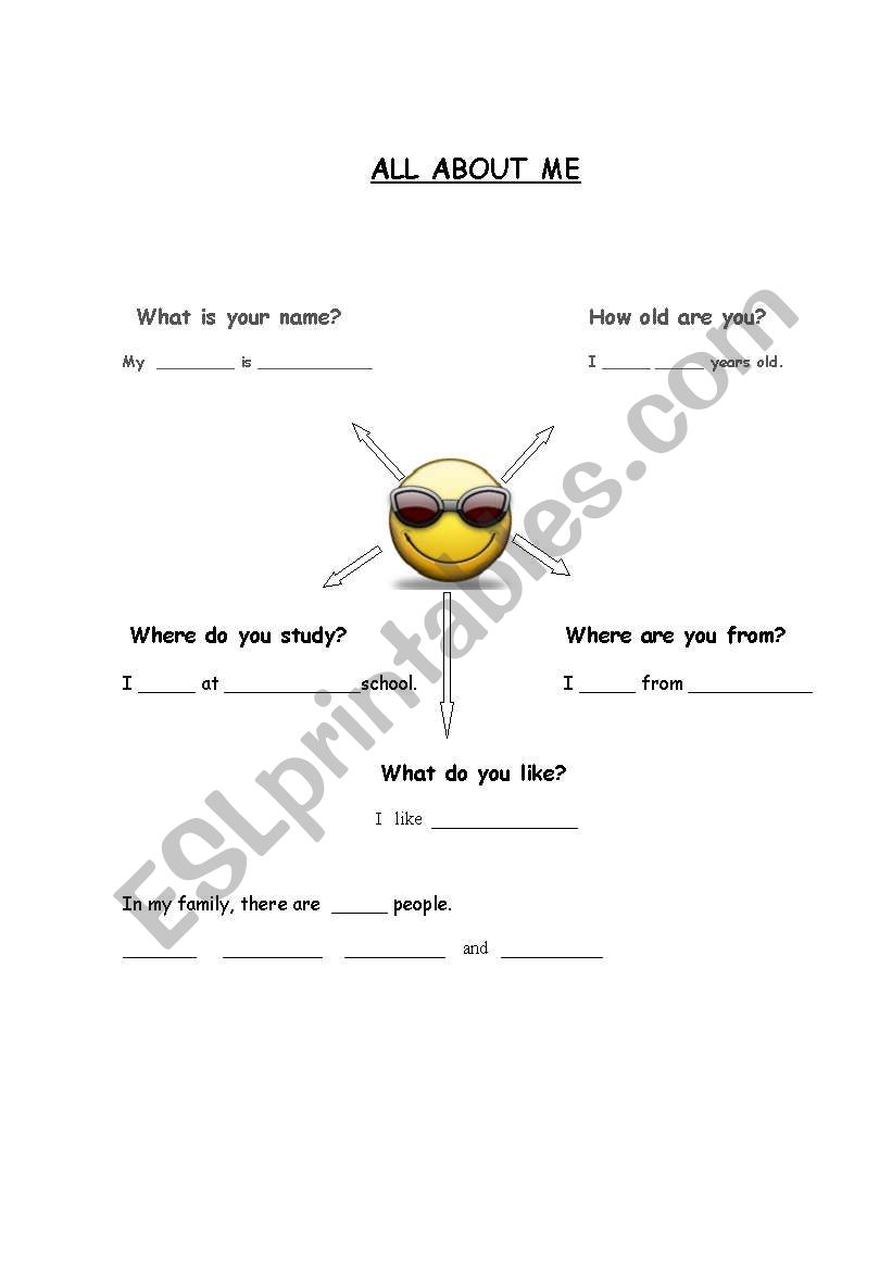 All about me. worksheet