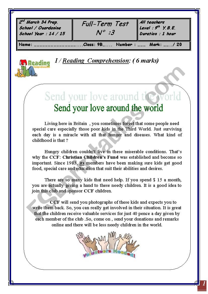 full-term test n:3 worksheet