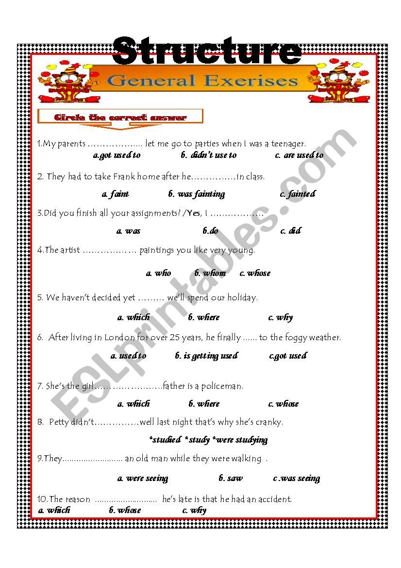 grammar exercises worksheet