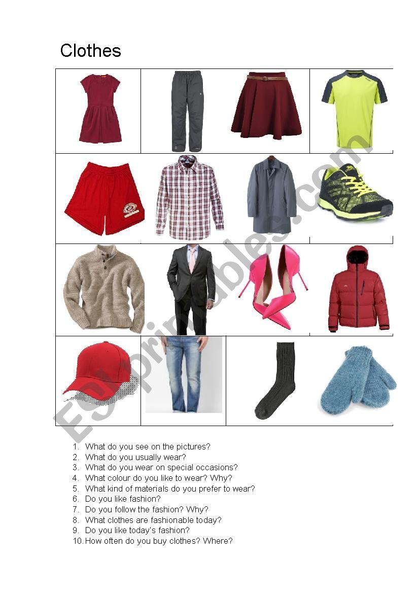 Speaking cards: Clothes worksheet