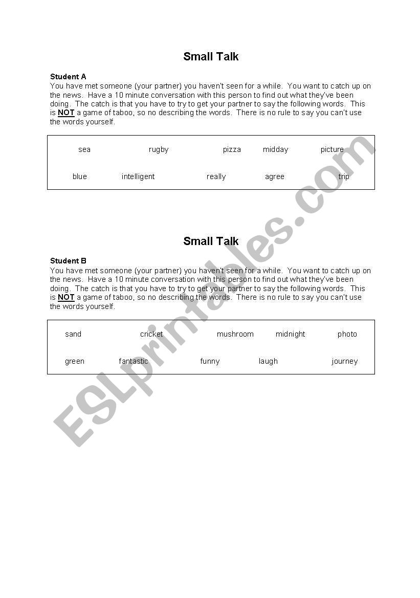 Small Talk worksheet