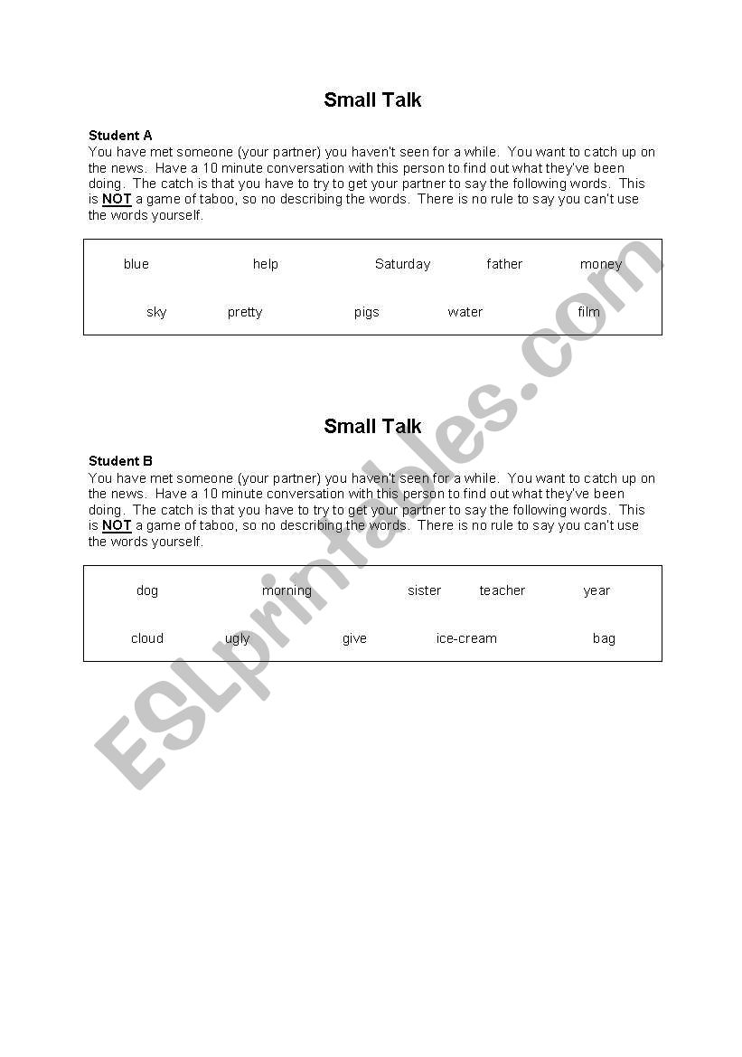 Small talk 2 worksheet