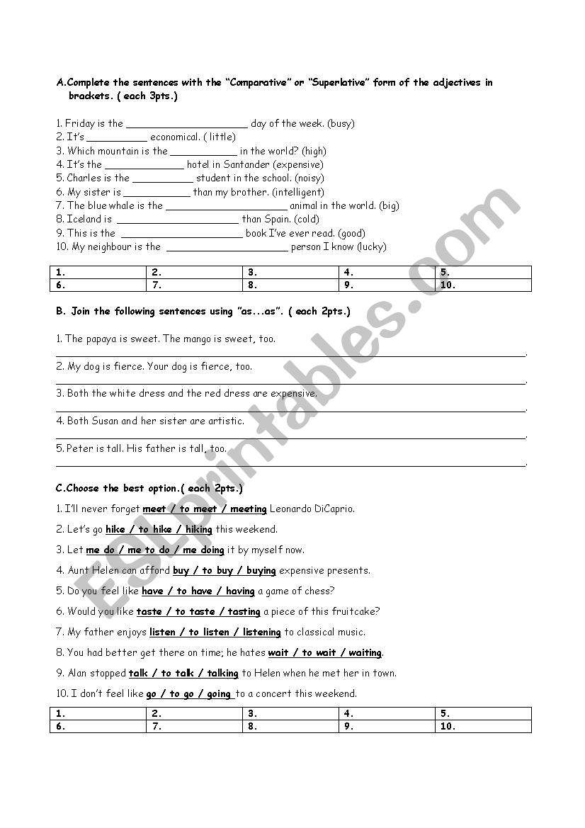 3rd exam for 12th questions worksheet