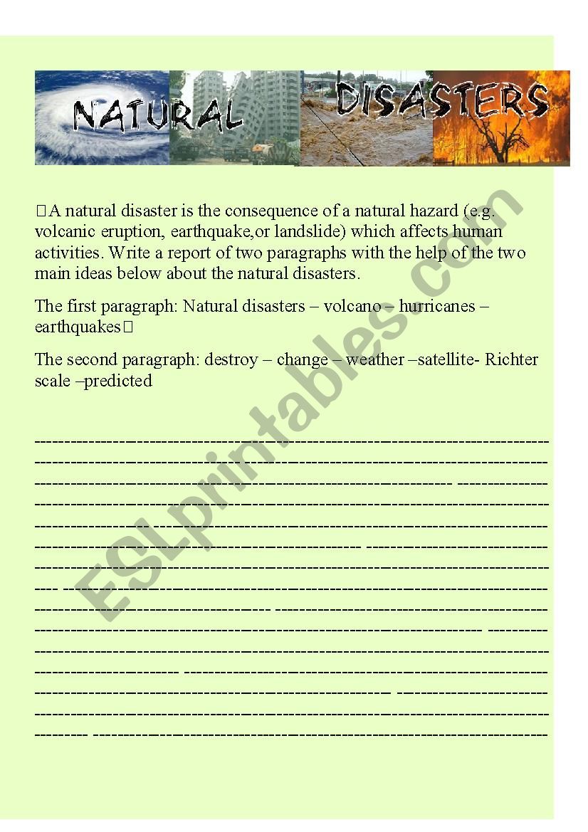 natural disasters worksheet