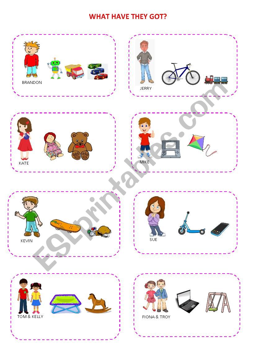 HAVE GOT SPEAKING CARDS worksheet