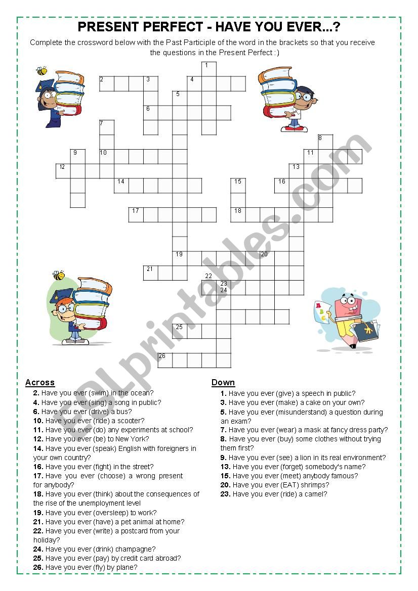 CROSSWORD - Present Perfect - Have you ever ...?
