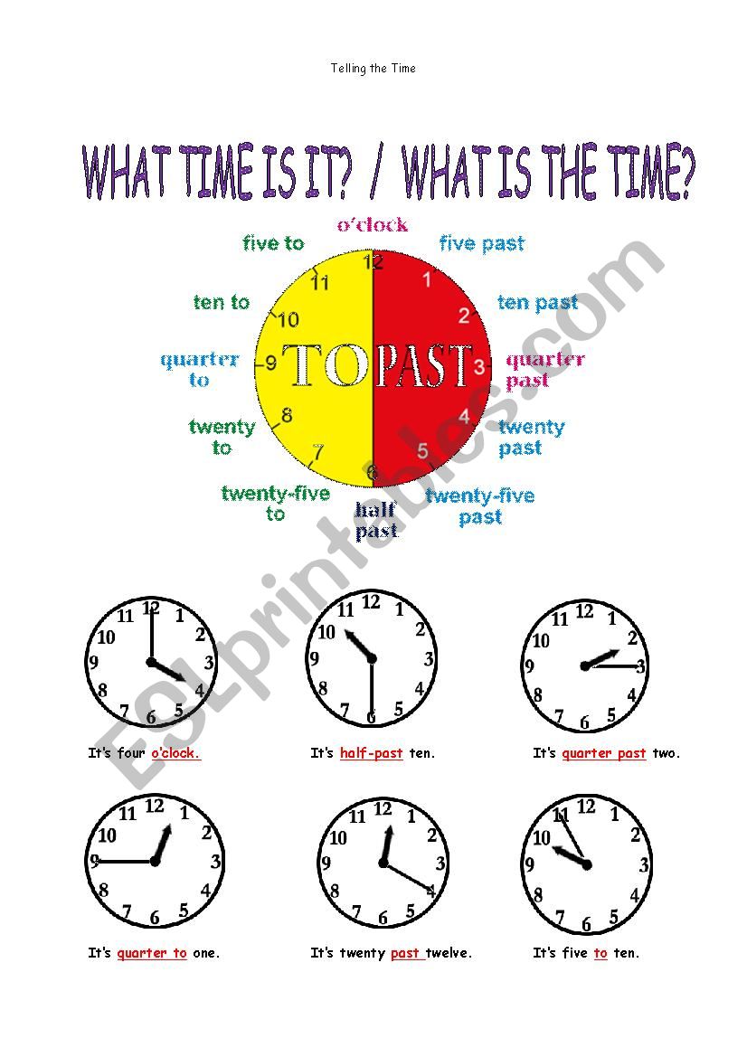 telling the time worksheet