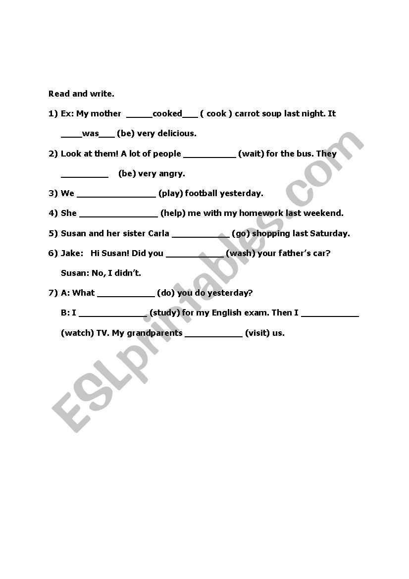 past simple worksheet