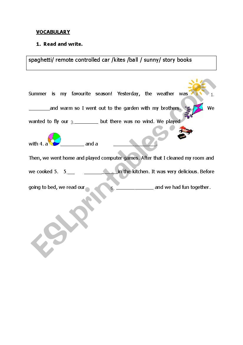 vocabulary taeching worksheet