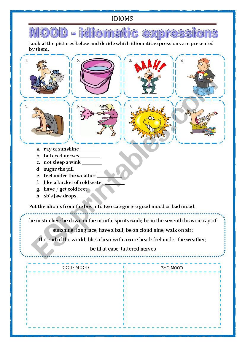 IDIOMS 7 - MOOD with key worksheet