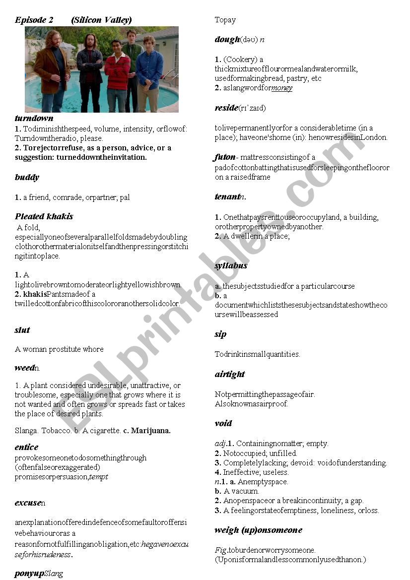 Silicon Valley_Ep 2 worksheet