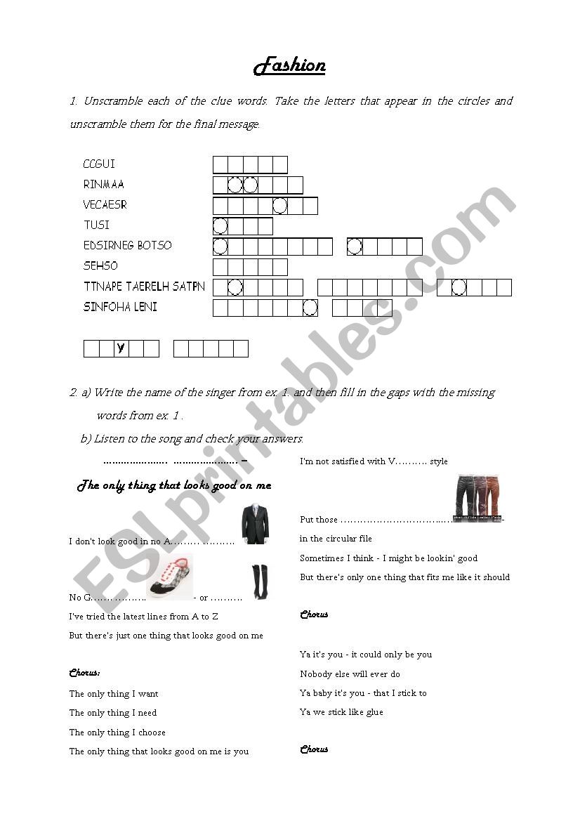 Music worksheet  worksheet