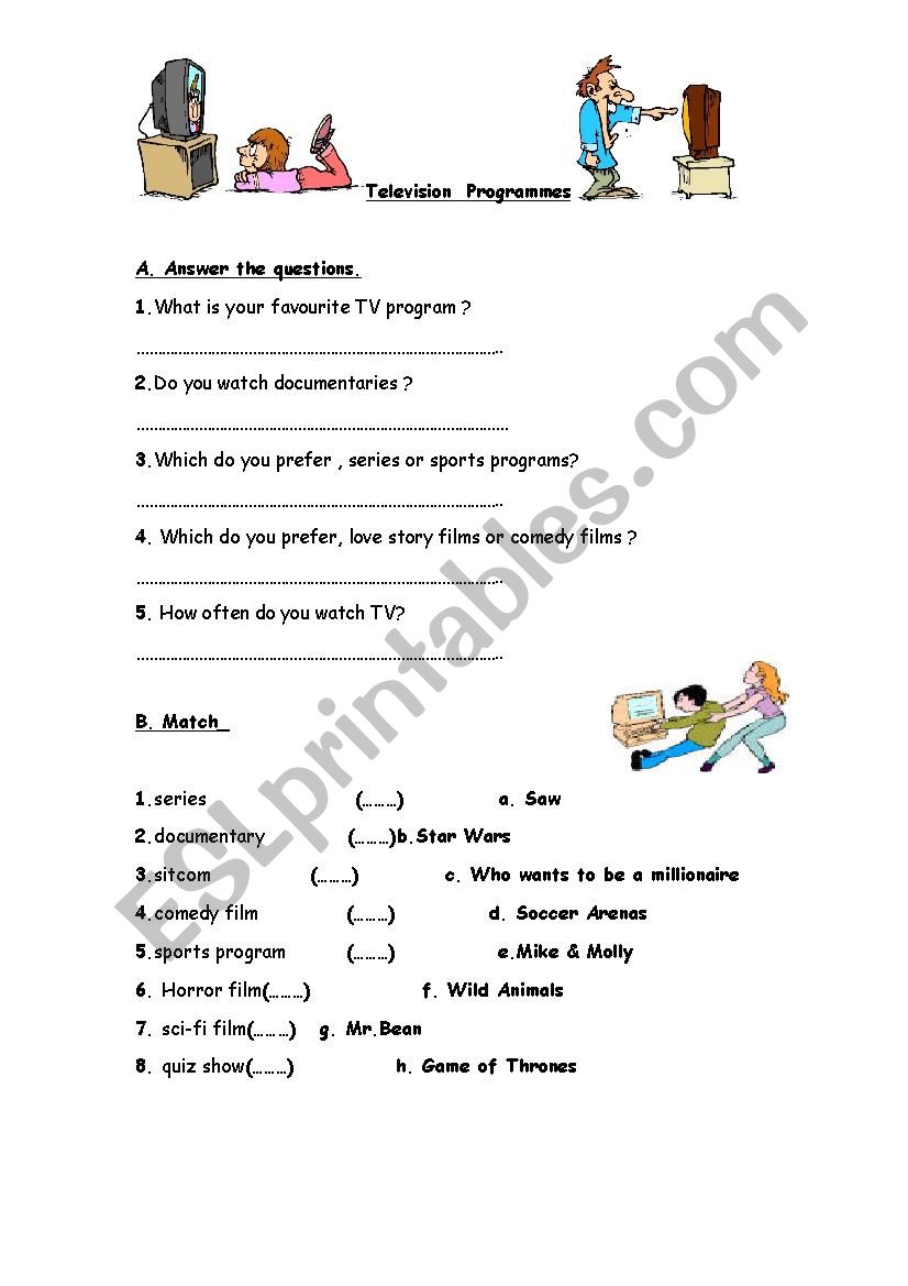 Tv programmes worksheet