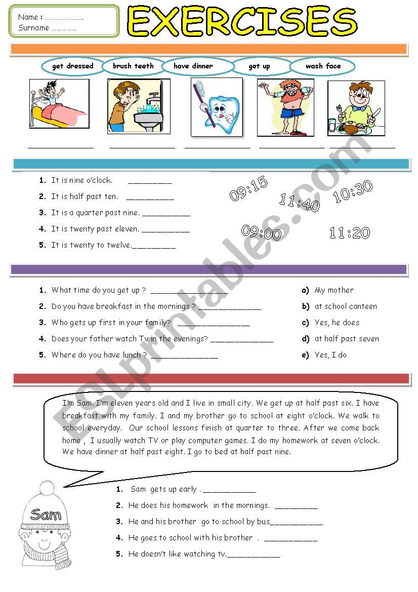 Exercises for 5th Graders TWO PAGES 