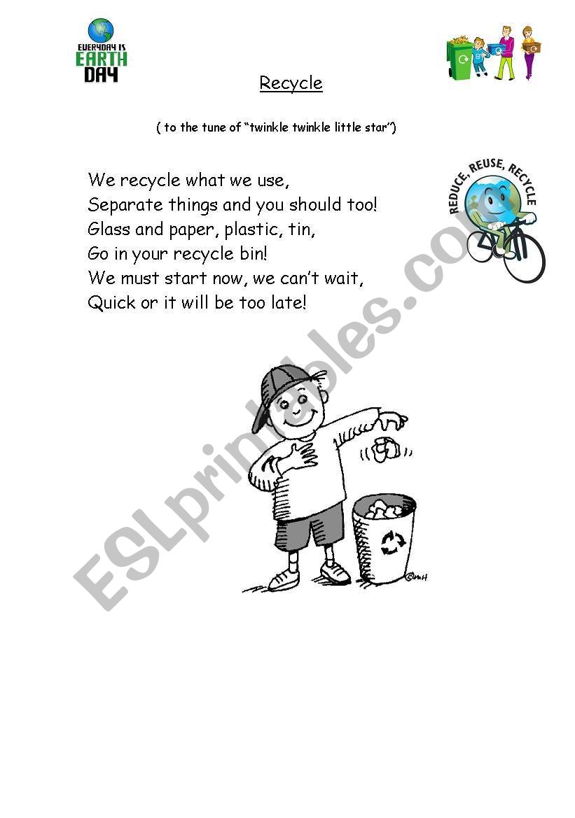 Recycle Poem worksheet