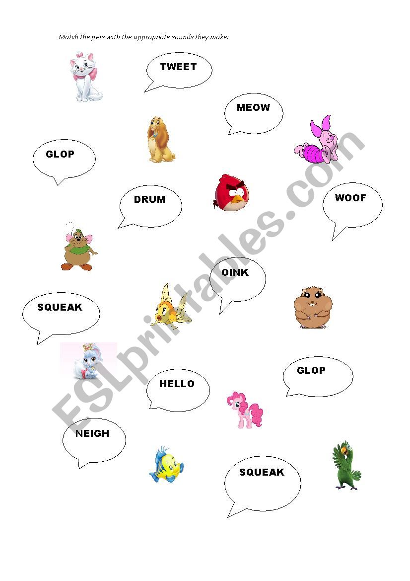 disney pets sounds worksheet