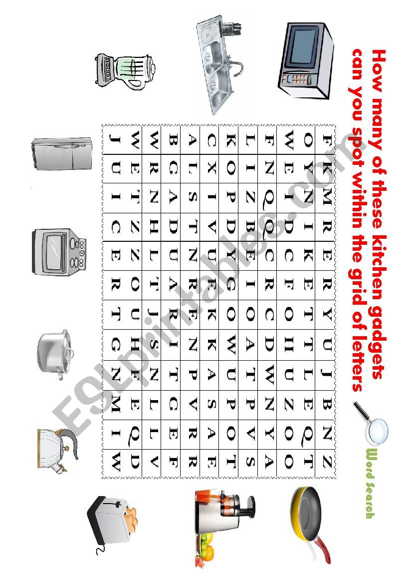 Kitchen gadgets worksheet