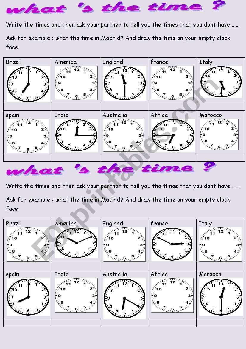 whats the time worksheet