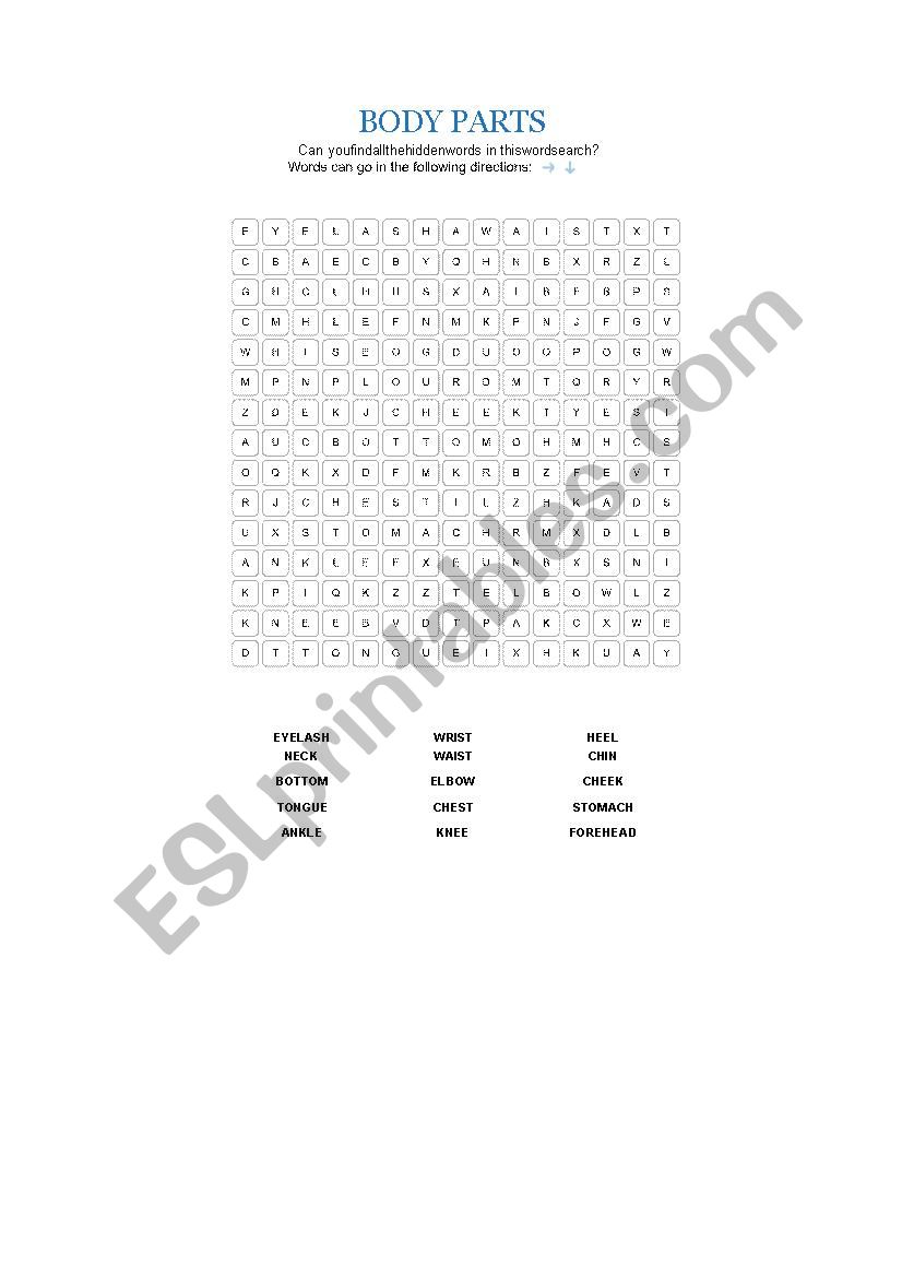 BODY PARTS worksheet