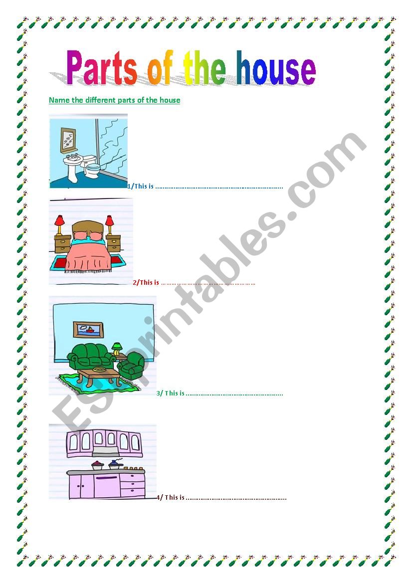 parts of the house worksheet