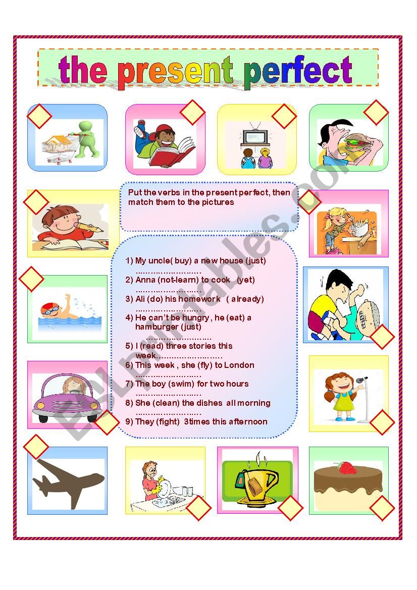 present perfect worksheet