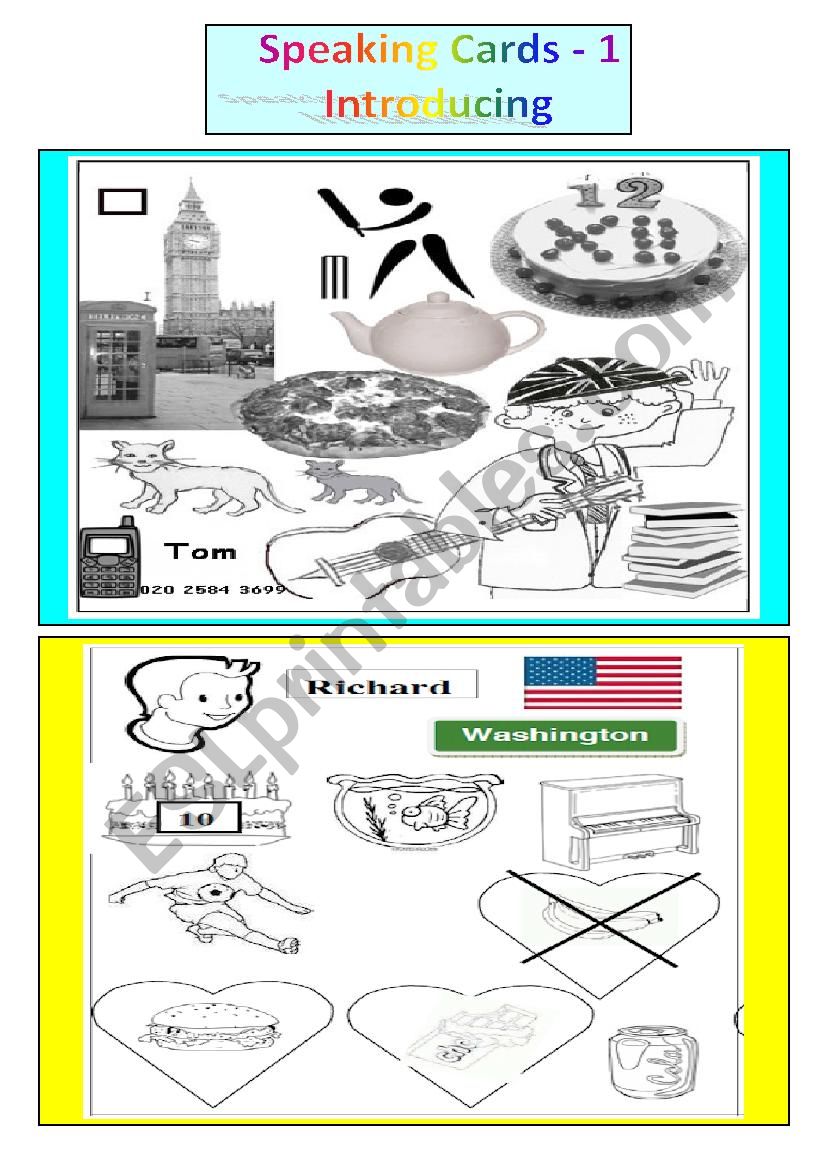 Speaking cards 1 introducing worksheet