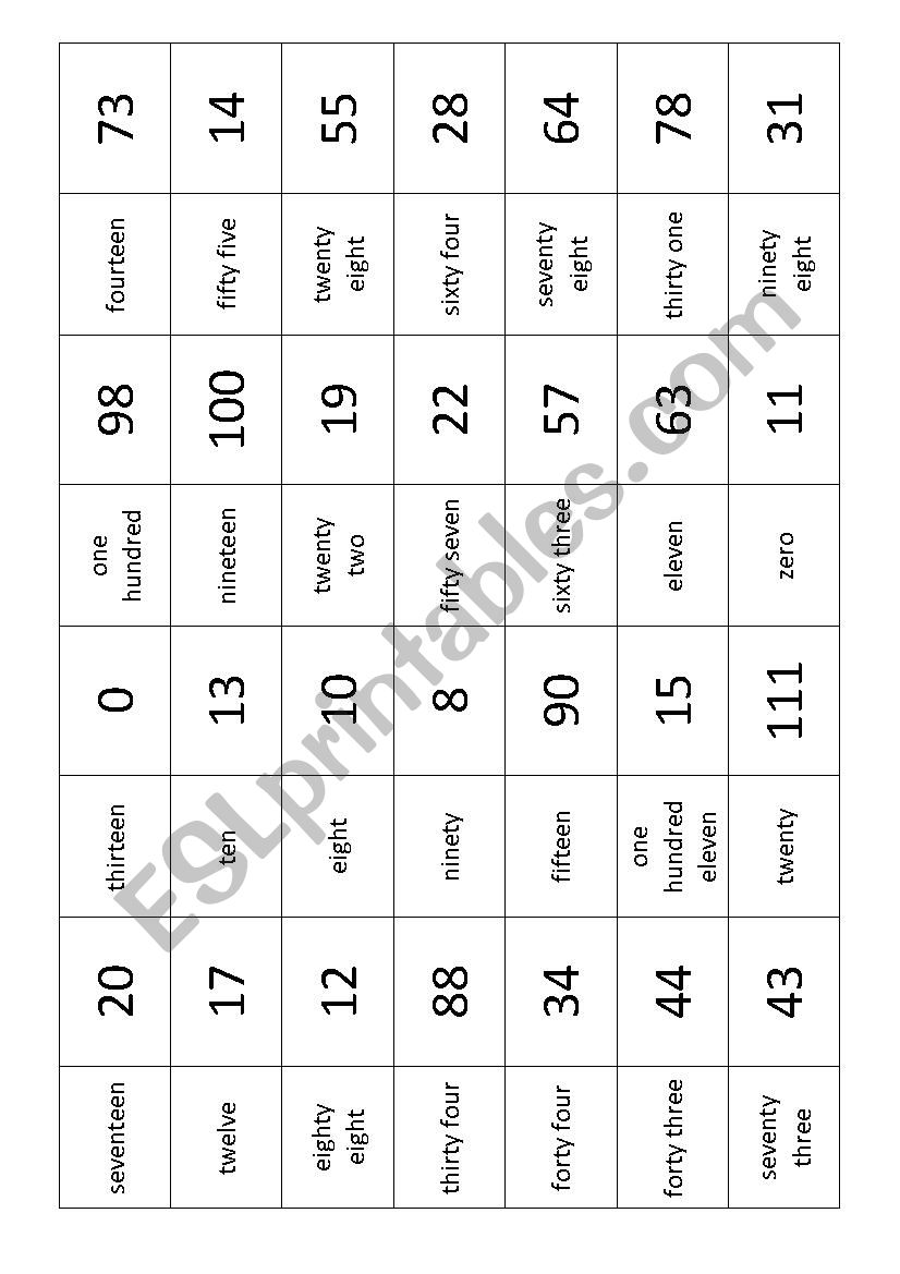 numbers dominoes worksheet