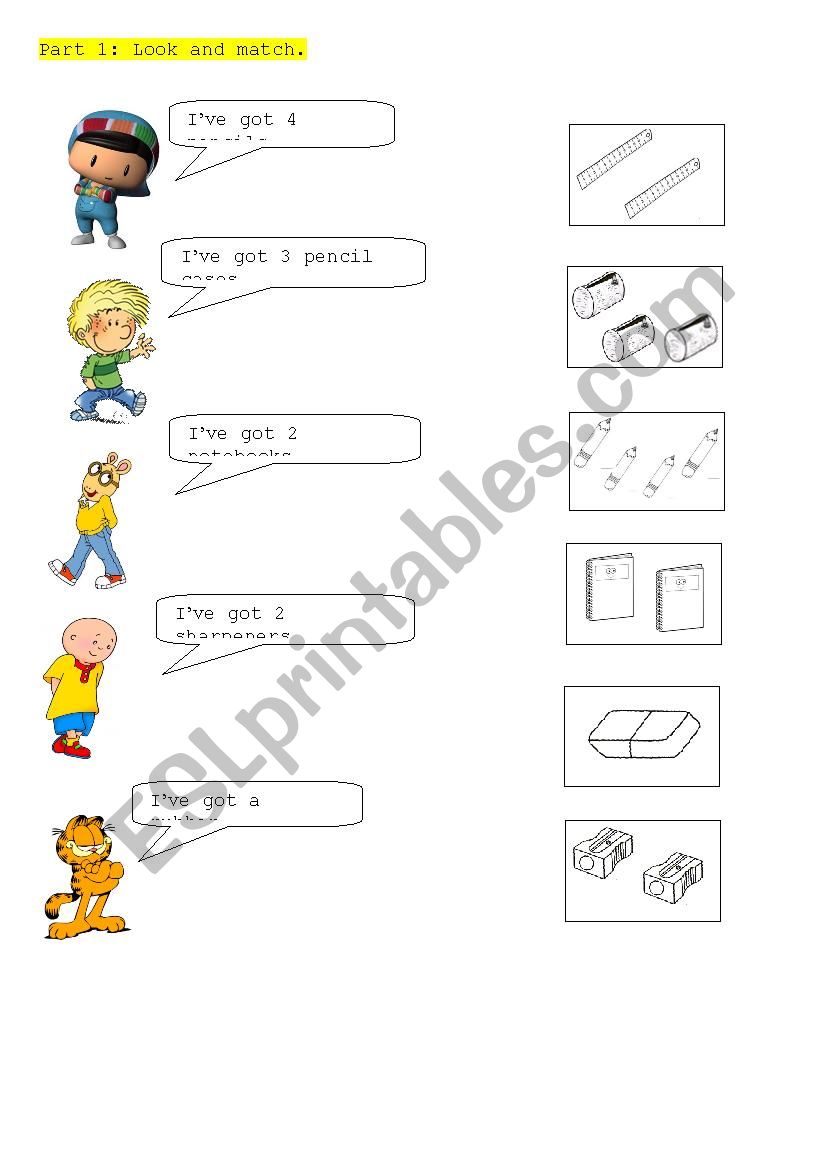 classroom objects worksheet