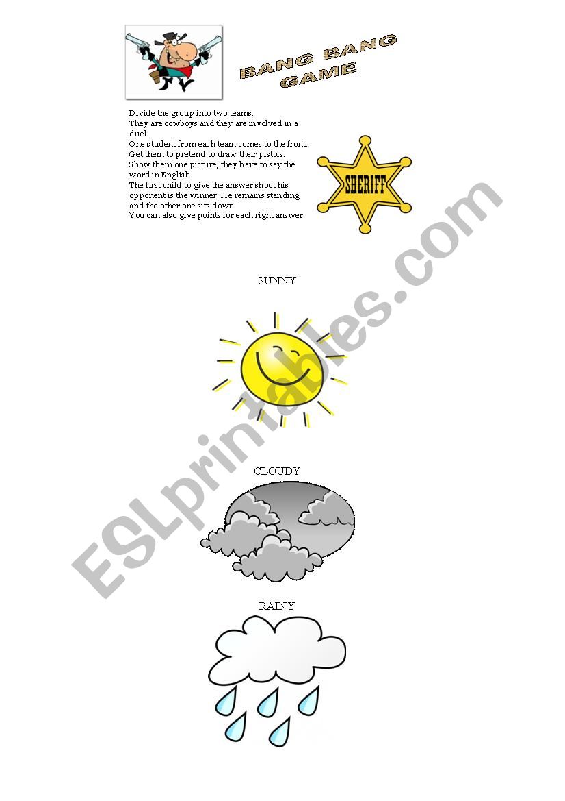 Bang Bang Game with Weather worksheet