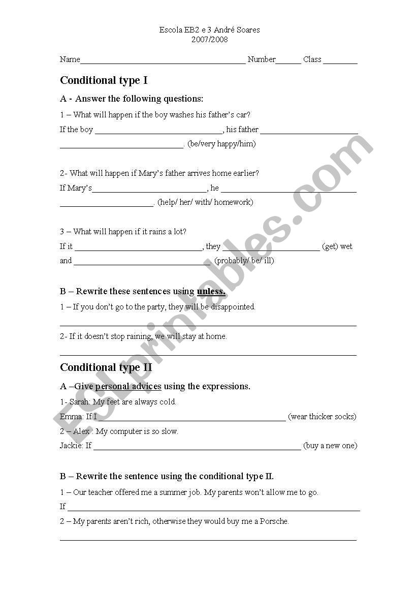 Conditional I and II (Revision)