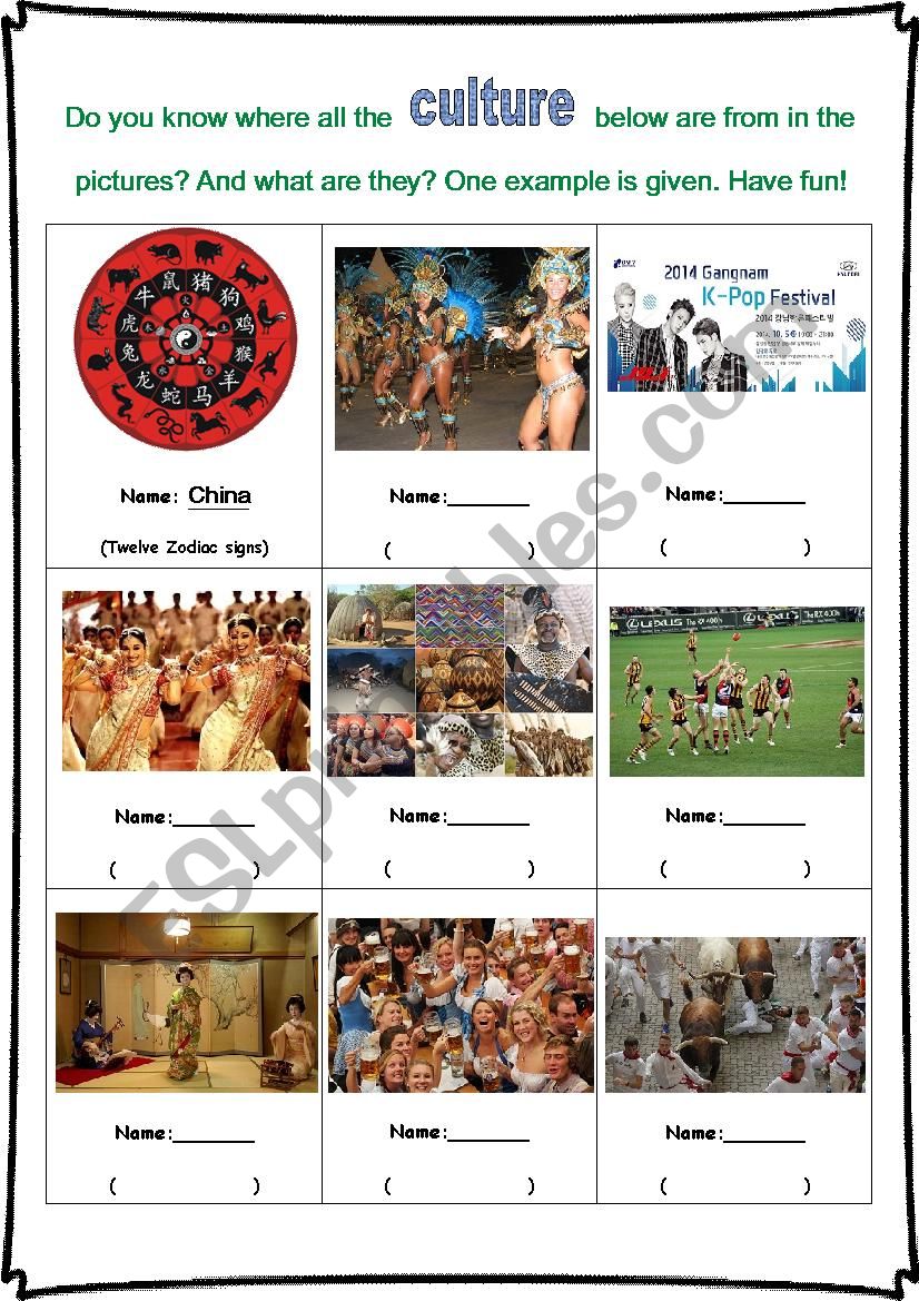 Let´s talk about culture- worksheet - ESL worksheet by eminemxu_27