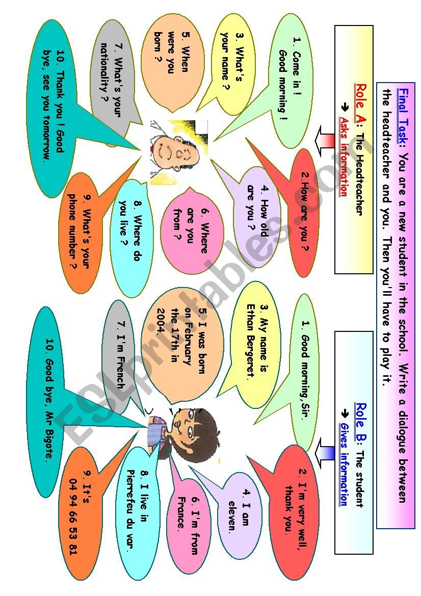 Role Playing: Introducing worksheet