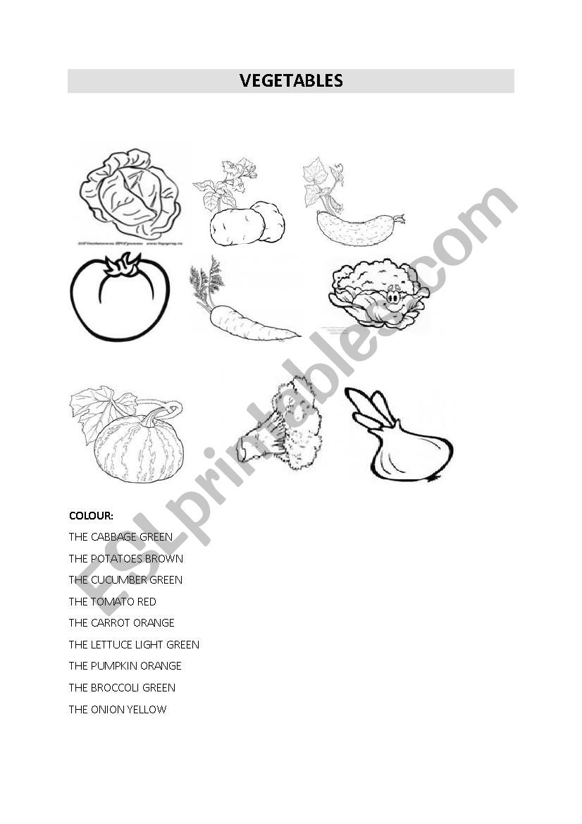 Vegetables worksheet