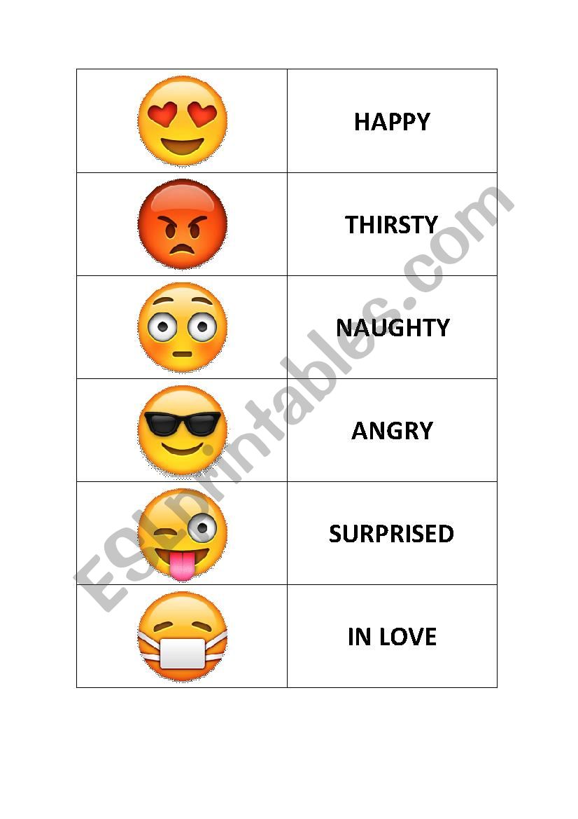 Feelings dominoes game worksheet