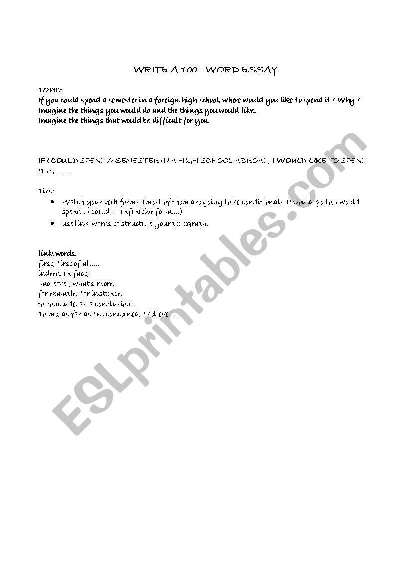 writing project school - ESL worksheet by rexie