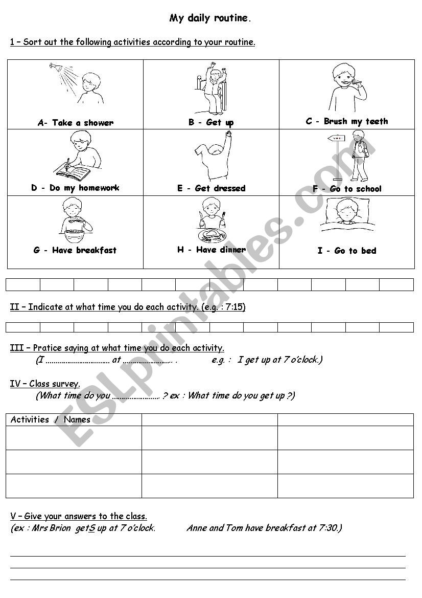 My daily routine worksheet worksheet