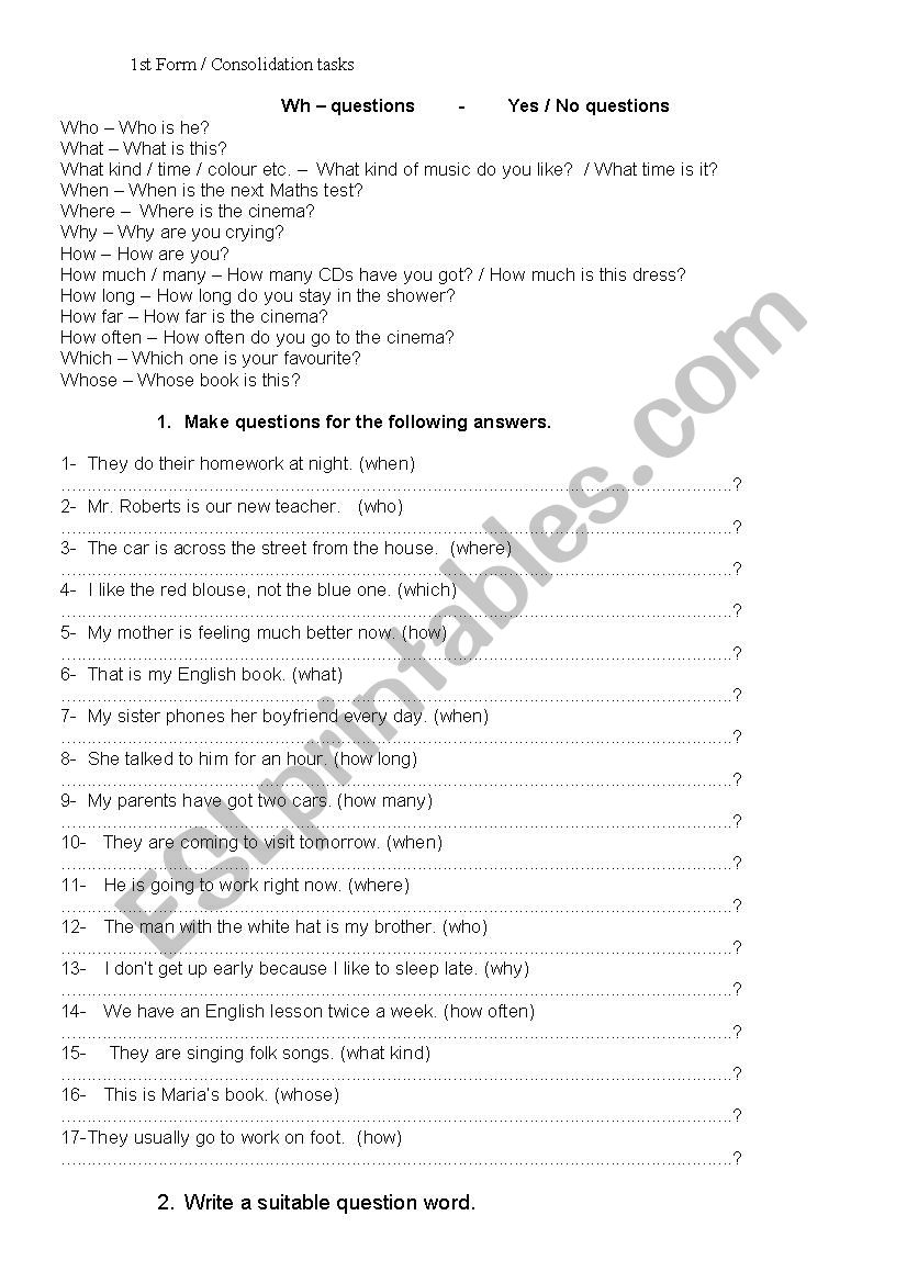 yes no questions and wh questions esl worksheet by landouda