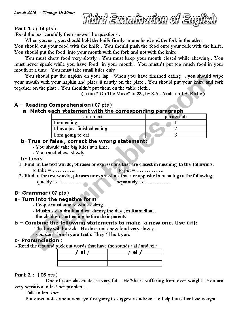 Test  worksheet