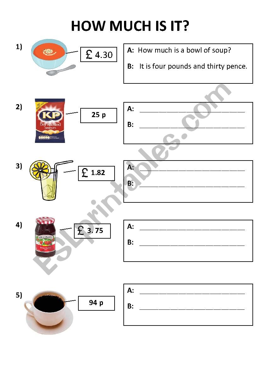 How much is it? worksheet