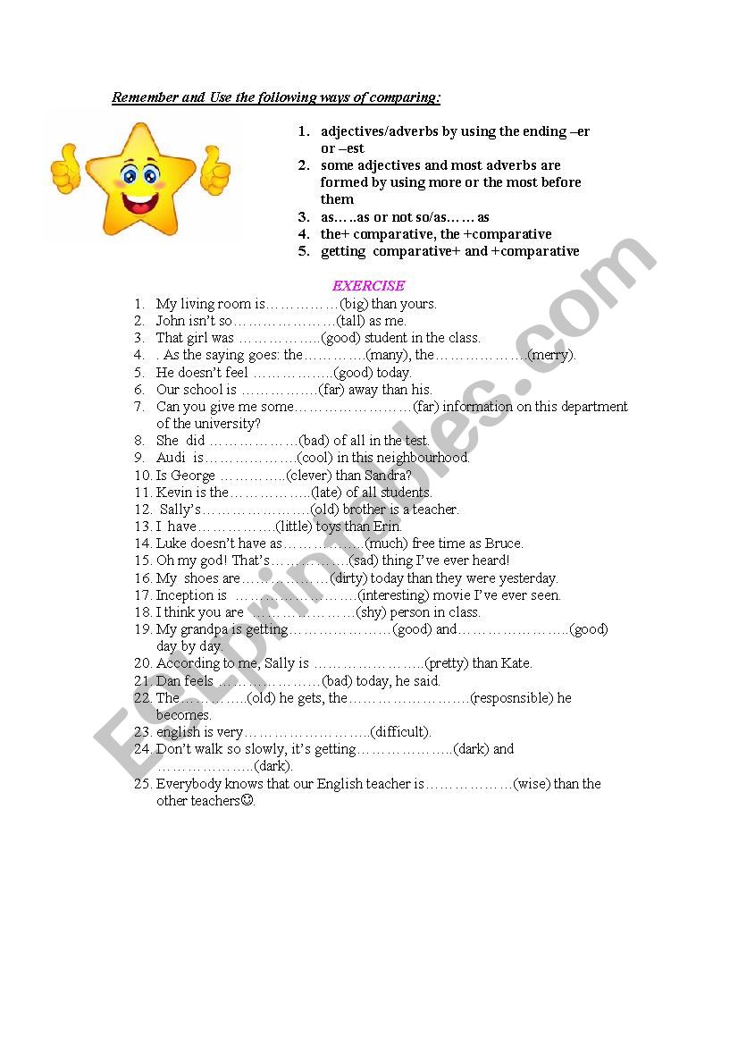 comparison:superlatives and comparatives