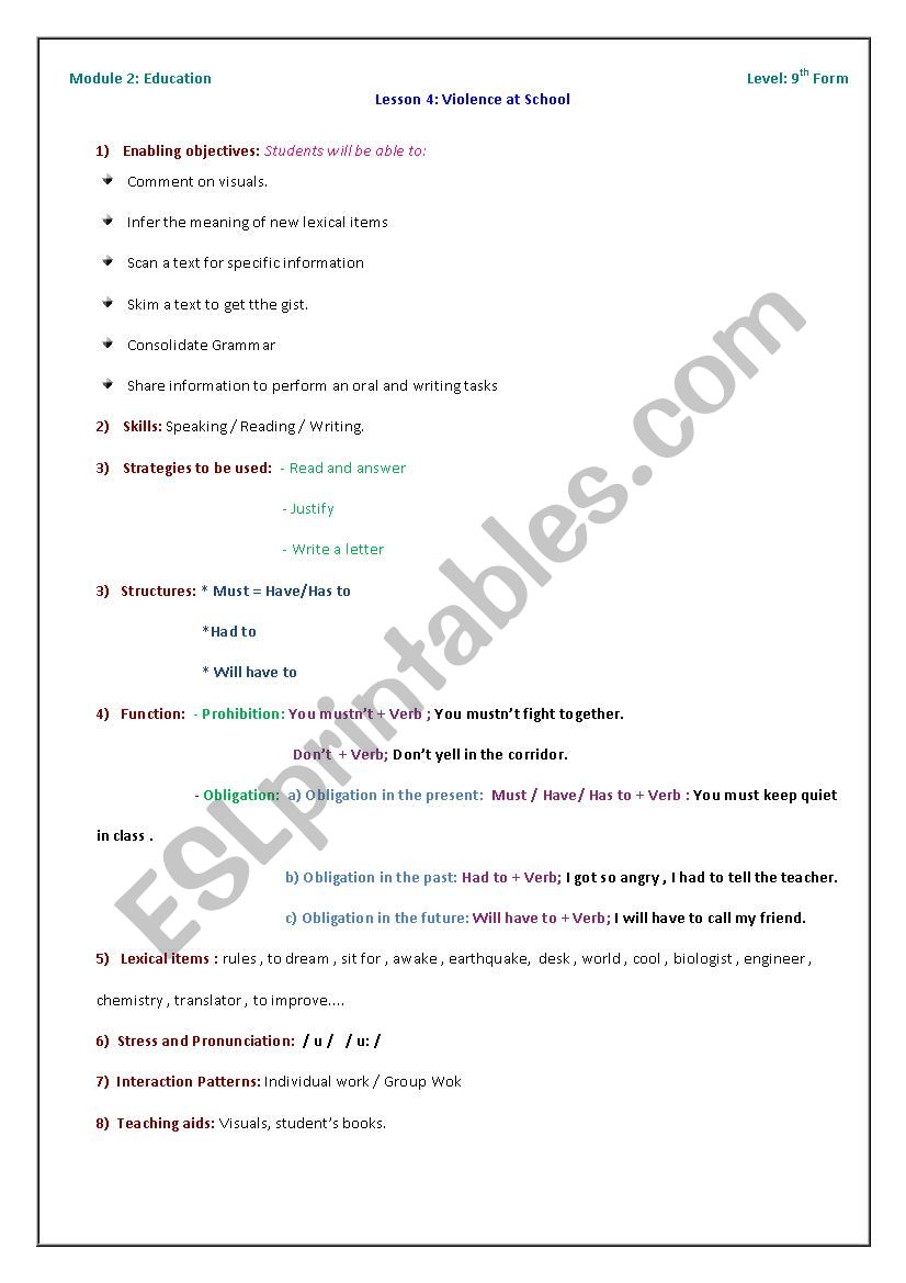 School Rules worksheet