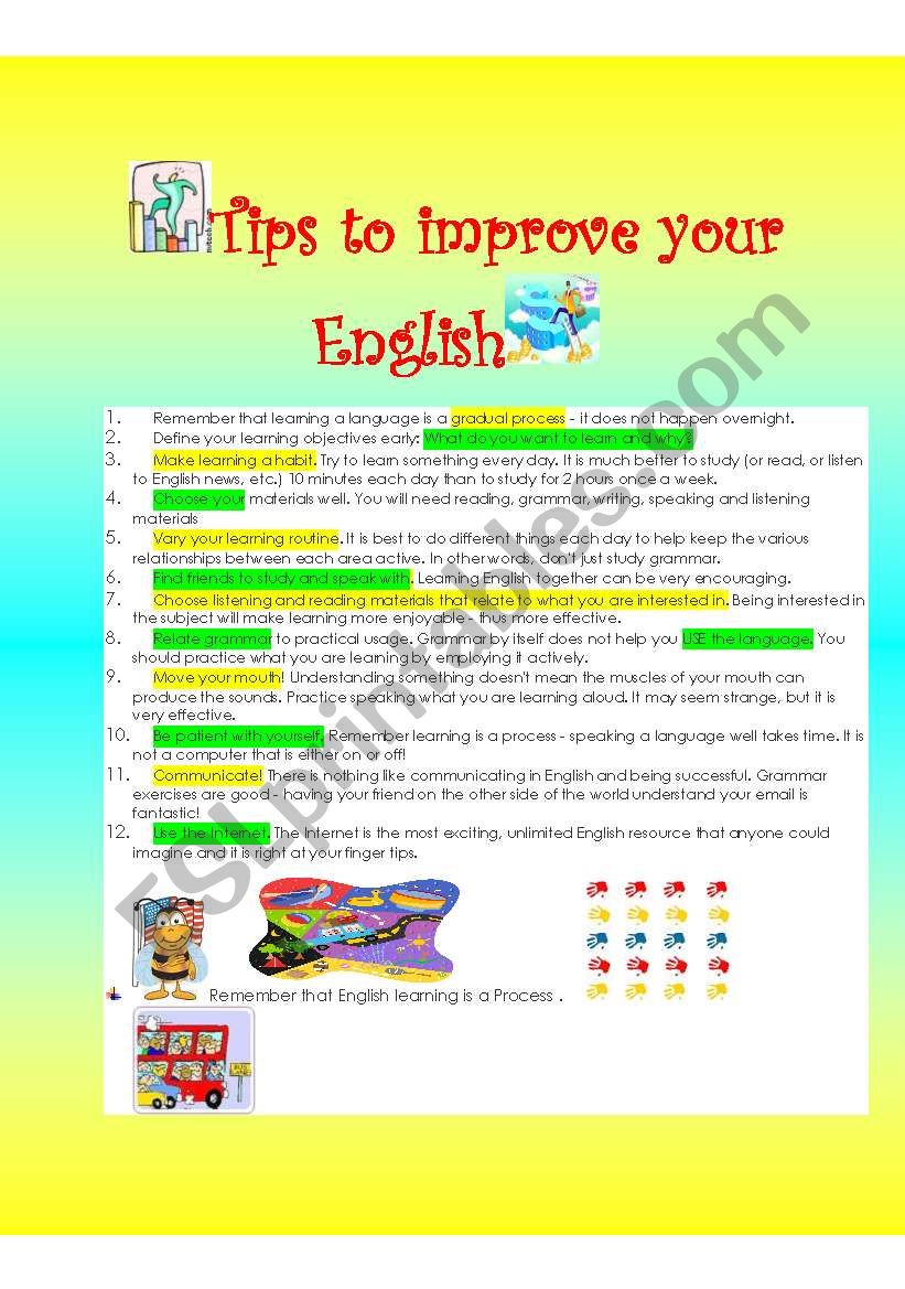 Improving your English worksheet