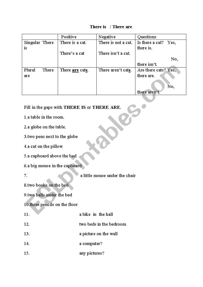 there is/ there are worksheet