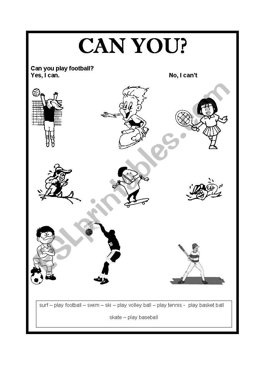 Sports 2  CAN YOU? worksheet