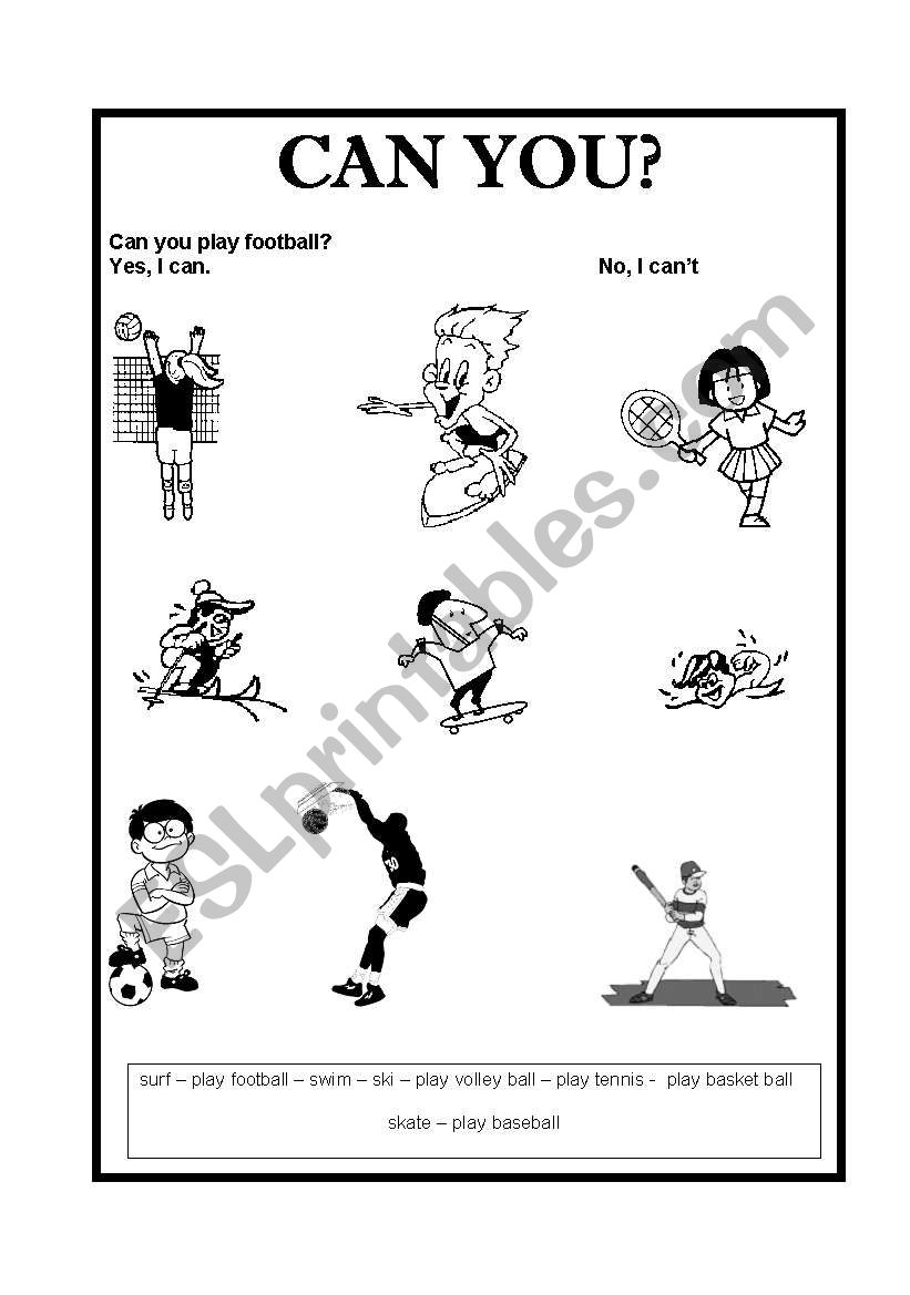 Sports 2  CAN YOU? worksheet