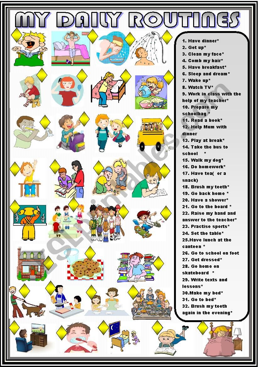 My daily routines: matching worksheet