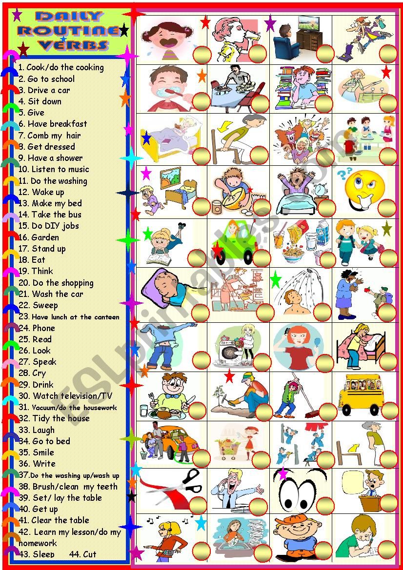 Daily routine verbs; matching!