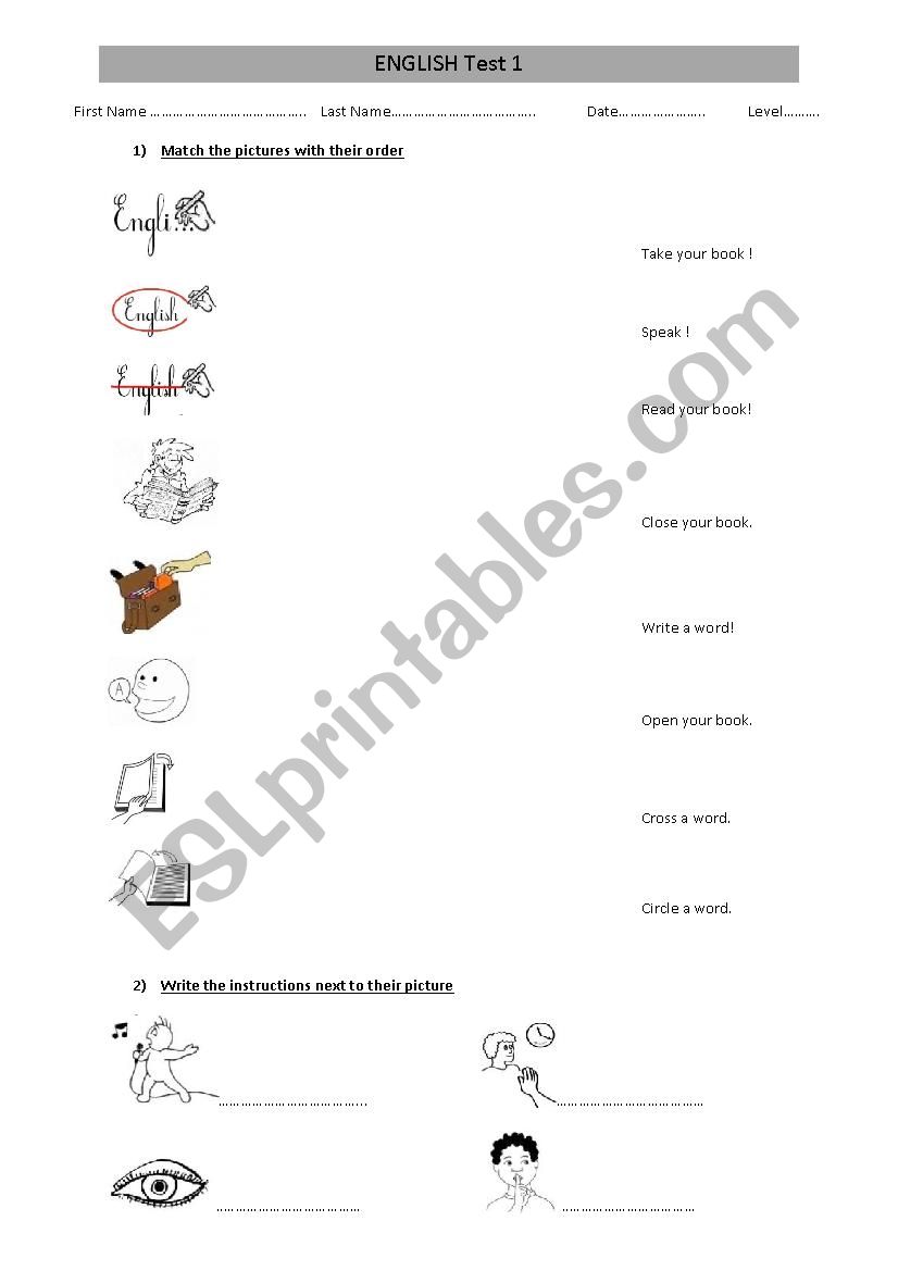 English test  worksheet
